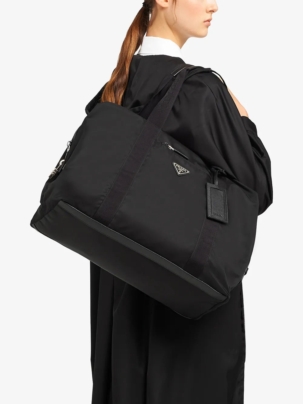 PradaRe-Nylon triangle logo holdall bag