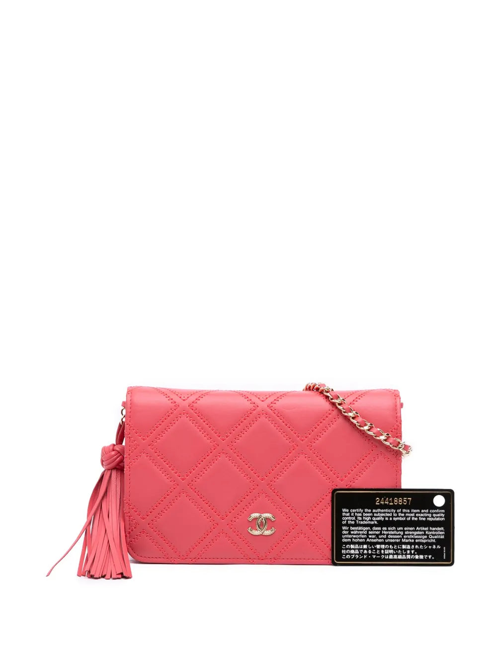 Pre-OwnedCHANEL Pre-Owned2017-2018 Quilted Lambskin Double Stitch Tassel Wallet On Chain crossbody bag