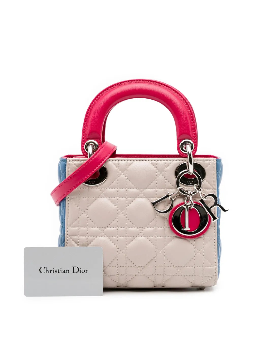 Pre-OwnedChristian Dior Pre-Owned2014 Mini Tricolor Lambskin Cannage Lady Dior satchel