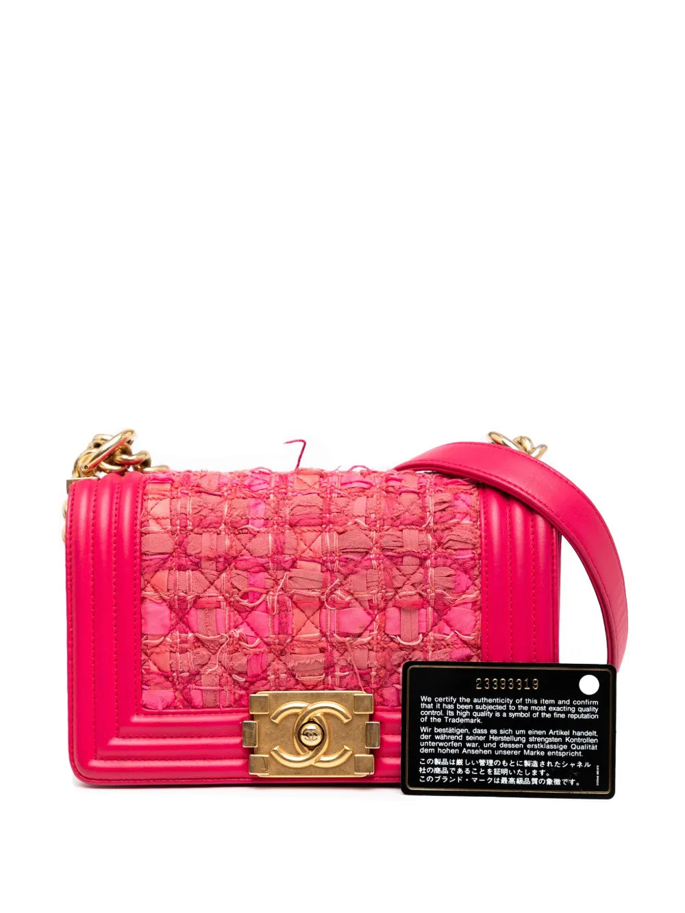 Pre-OwnedCHANEL Pre-Owned2016-2017 Mini Tweed and Lambskin Boy Flap crossbody bag