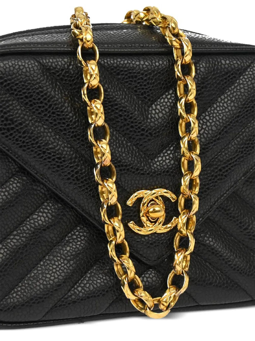 Pre-OwnedCHANEL Pre-Owned1992 chevron-quilted tassel-detailed camera bag
