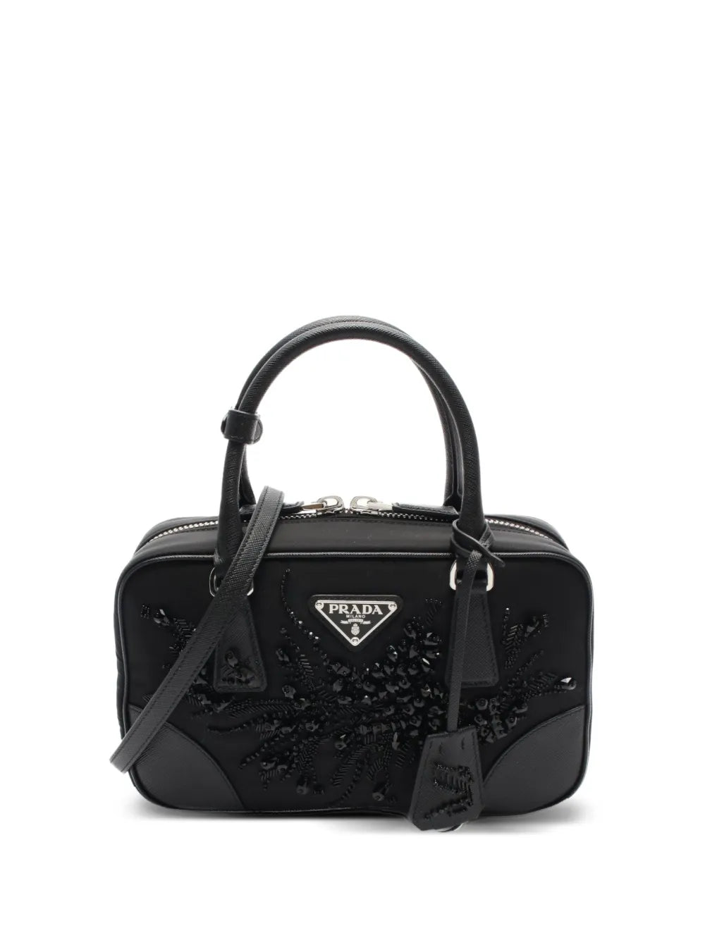 Pre-OwnedPrada Pre-Owned2020s beaded floral appliquhandbag