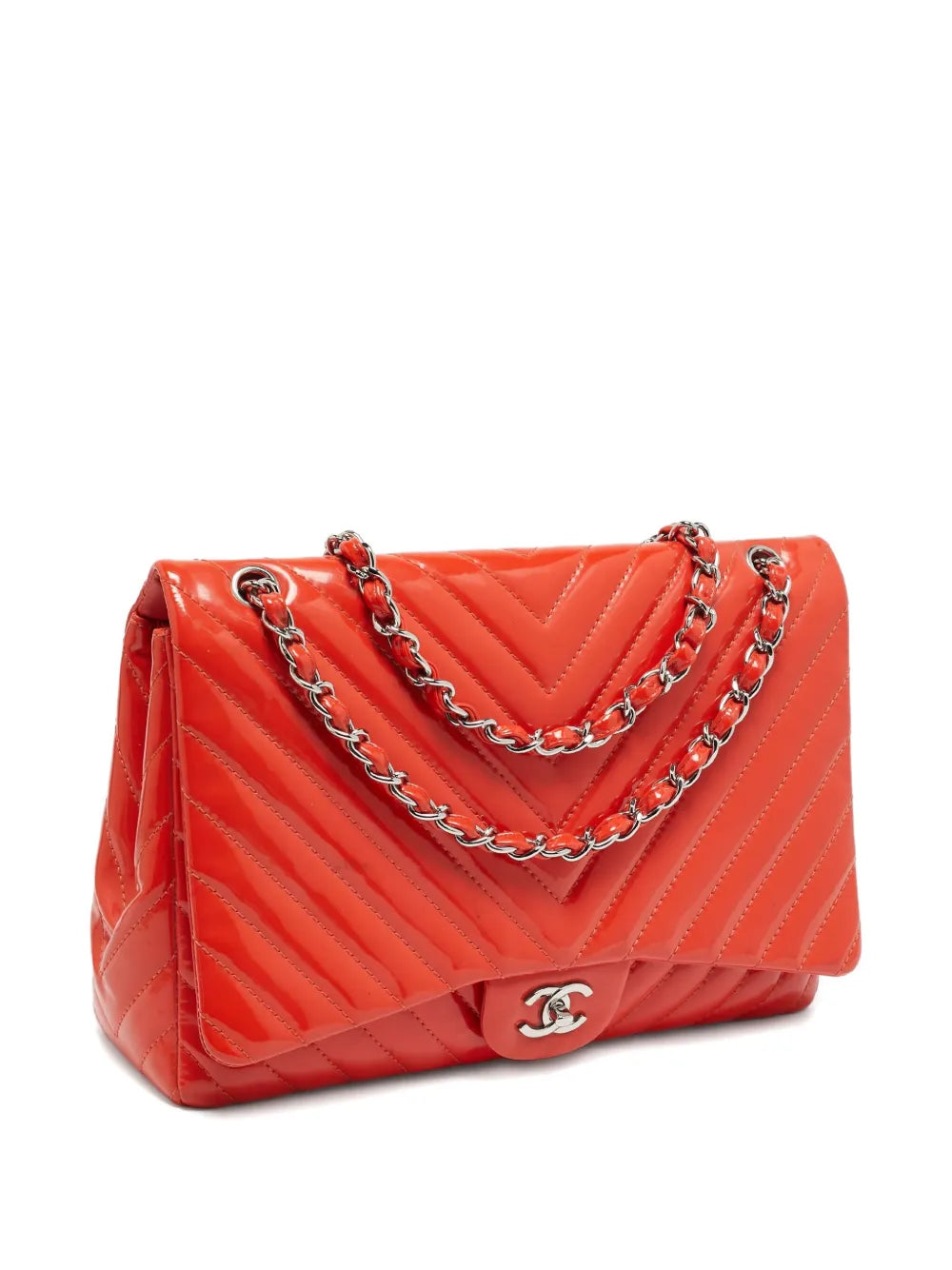 Pre-OwnedCHANEL Pre-OwnedChevron patent leather bag