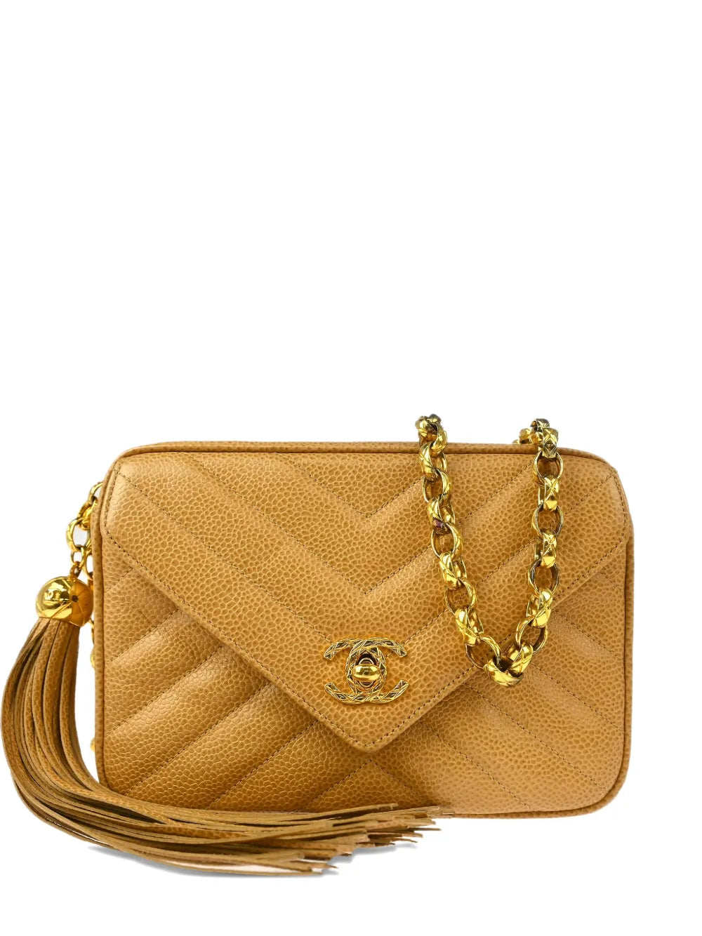 Pre-OwnedCHANEL Pre-Owned1992 Chevron Tassel camera bag