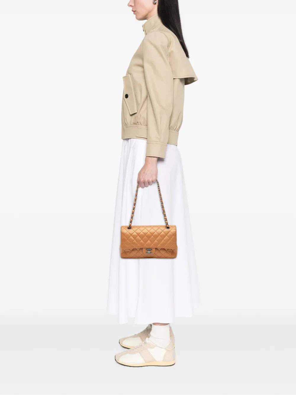 Pre-OwnedCHANEL Pre-Owned2010-2011 Medium Classic Metallic Caviar Double Flap shoulder bag